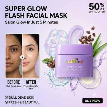 mCaffeine Super Glow Flash Facial Mask | 5-Minute Salon Glow | Removes Tan | Deeply Hydrates
