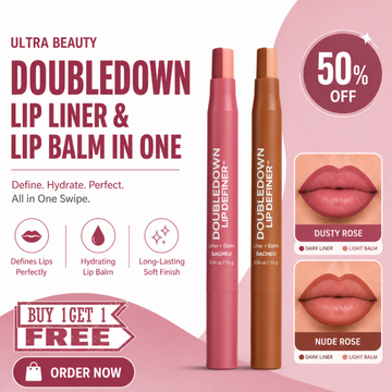 Ultra Beauty DoubleDown Lip Liner & Lip Balm in One – Define, Hydrate & Perfect – All in One Swipe – Dark Liner + Light Balm – Hydrating Lip Balm, Long-Lasting Soft Finish