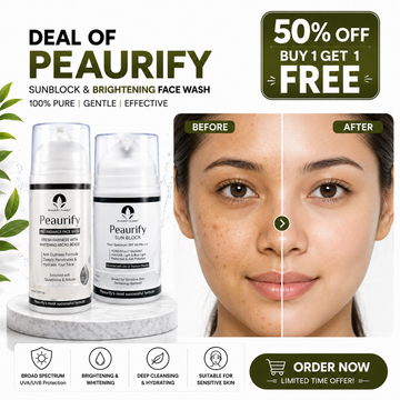 Peaurify Sunblock & Brightening Face Wash Duo – Broad Spectrum SPF 50+ UV Protection + Brightening Face Wash with Glutathione & Arbutin – Deep Cleansing, Hydrating & Radiance Boost
