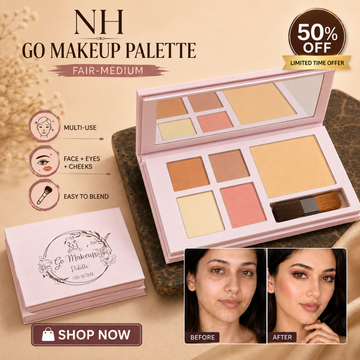 Nadia Hussain Go Makeup Palette – Fair-Medium – Multi-Use Face + Eyes + Cheeks – All-in-One Beauty Essential – Conceal, Contour, Highlight, Eyeshadow, Blush & Face Powder – Easy to Blend