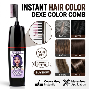 DEXE Hair Color Comb – Instant Grey Coverage – Mess-Free Application, Natural-Looking Results, 3-in-1 Formula (Color + Clean + Condition) – For Grey Roots, Dull & Frizzy Hair