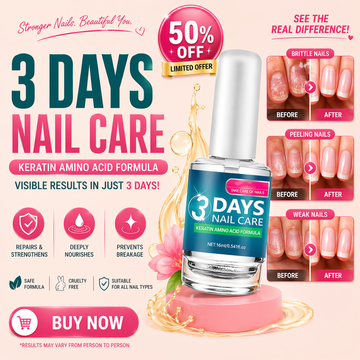 3 Days Nail Care – Keratin Amino Acid Formula – Stronger Nails in Just 3 Days – Repairs Brittle, Peeling & Weak Nails – Deep Hydration, Prevents Breakage